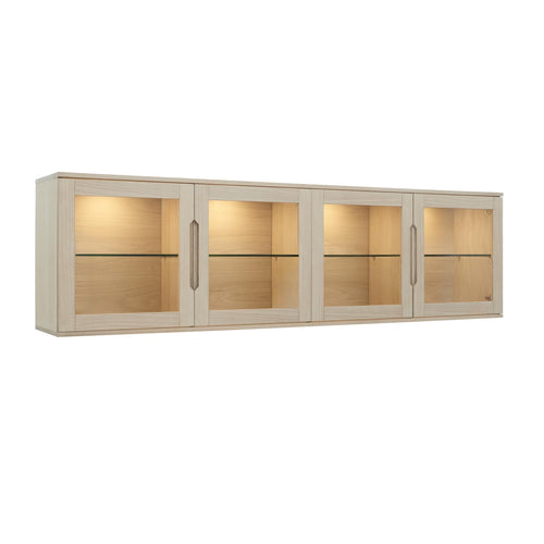 Furnhouse 4-deurs wandkast Kerteminde - Witte olie - MDF, Eikenfineer, Glas - 37x213x60