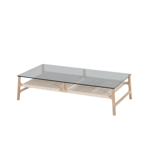 Gazzda Fawn coffee table - salontafel whitewash - glazen blad - 120 x 60 - vtwonen shop