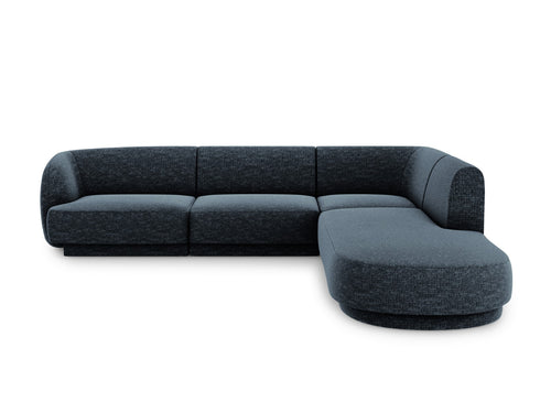 Micadoni rechter hoekbank Miley 6-zits, chenille, koningsblauw - 248x255x70cm