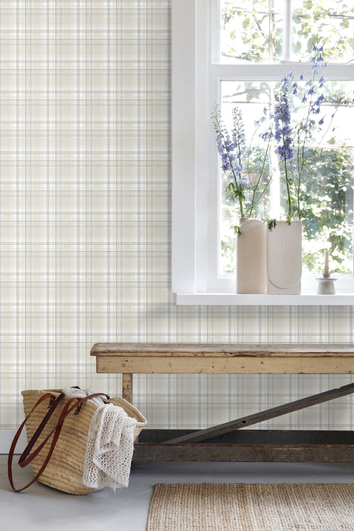 Sanders & Sanders behang ruiten beige en grijs - 53 cm x 10.05 m - 640713