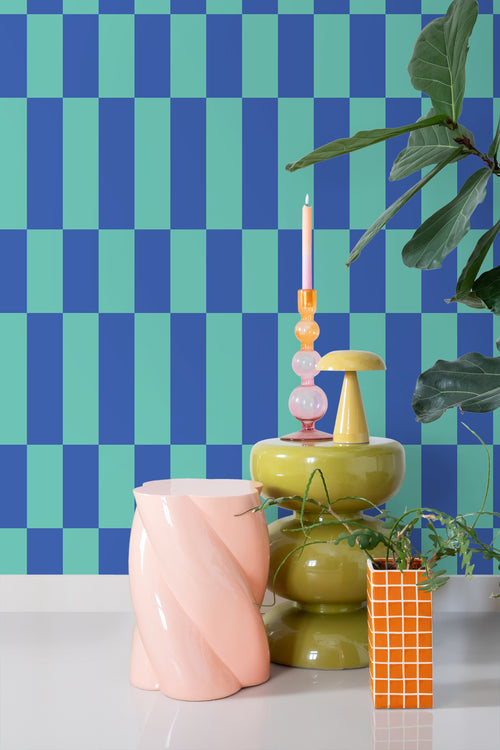 ESTAhome behang streep petrolgroen en koningsblauw - 50 x 900 cm - 130922 - vtwonen shop