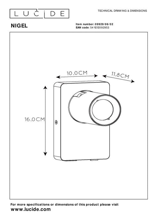 Lucide bedlamp NIGEL - 1xGU10 - Mat Goud / Messing