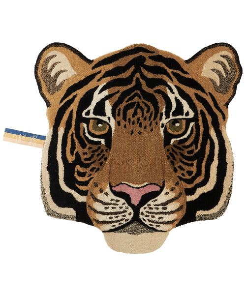 Doing Goods Rajah Tijger Dierenkop Vloerkleed - Groot 101 x 100 x 2 cm - 100% wol - vtwonen shop