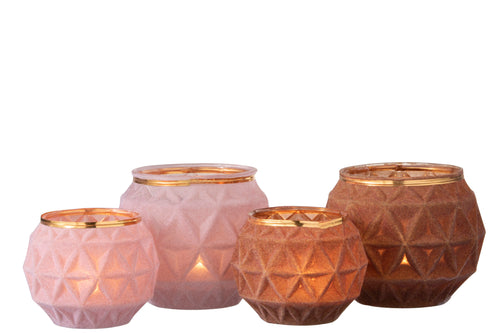 J-Line kaarshouder Bol - glas/fluweel - oker - large - 2 stuks - vtwonen shop