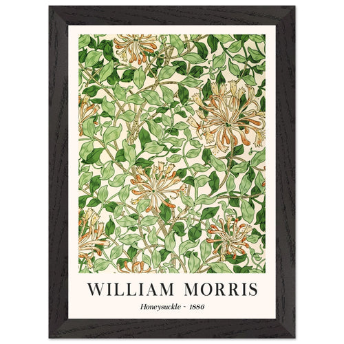 Artfulprints Poster met Lijst William Morris - Honeysuckle 1886   - A4 21x29.7 cm - Groen