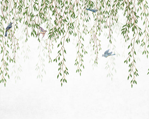 Sanders & Sanders fotobehang vogels in de natuur groen en blauw - 350 x 279 cm - 601003 - vtwonen shop