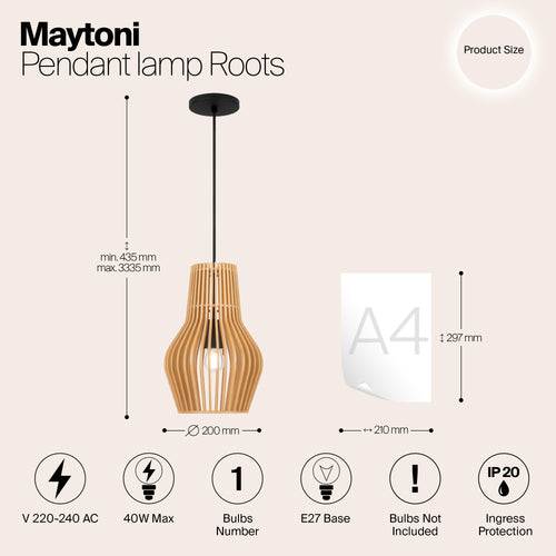Maytoni - Hanglamp Roots - Zwart - Ø20 - vtwonen shop