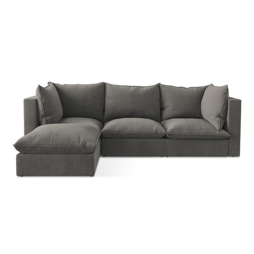 LaMiaSofa hoekbank links Ravenna - textuurstof - donkergrijs - 255x165x77