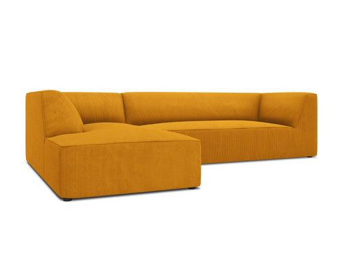 Micadoni linker hoekbank Ruby 4-zits, ribfluwelen, geel - 180x273x69cm