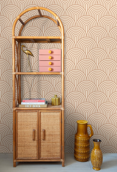 ESTAhome behang art deco bogen bruin en beige - 50 x 900 cm - 131767