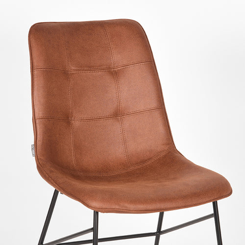 Label51 Eetkamerstoel Slim - Cognac - Zithoogte 49cm - Set van 2