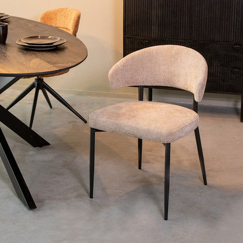 LABEL51 Eetkamerstoel Bliss - Beige Stof - Zithoogte 47cm - Set van 2 - vtwonen shop