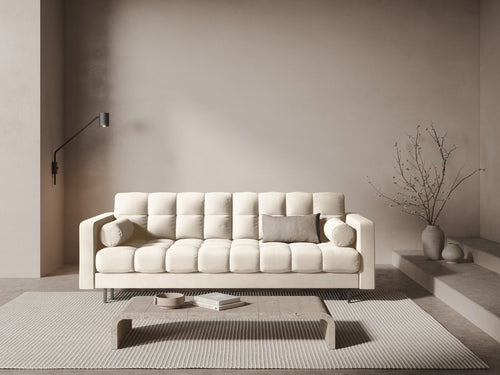 Cosmopolitan Design Slaapbank met opbergdoos Bali 3-zits, flueel lichtbeige - 84x222x105cm