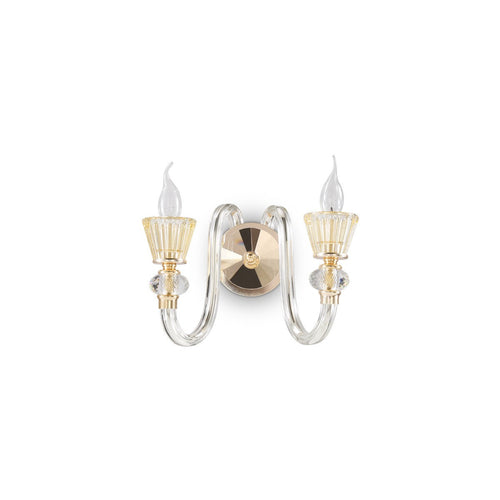 Ideal Lux Strauss - 2 Light Indoor Glass Candle Wandlamp Rose Gold, E14