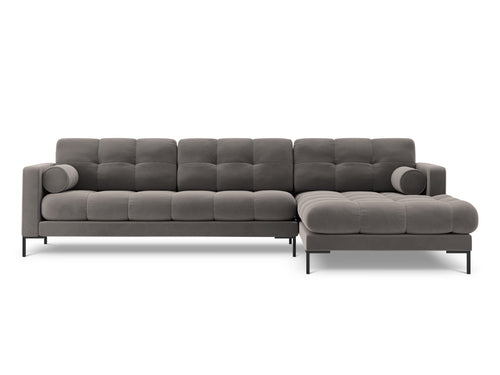 Cosmopolitan Design rechter hoekbank Bali 5-zits, flueel, lichtgrijs - 185x293x75cm