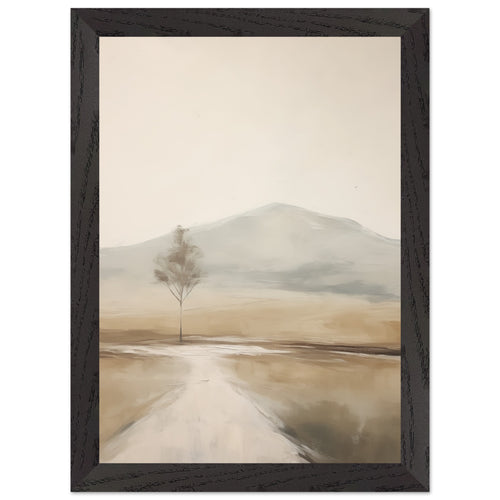 Artfulprints Poster met Lijst Abstract - Tree path   - A4 21x29.7 cm - Taupe