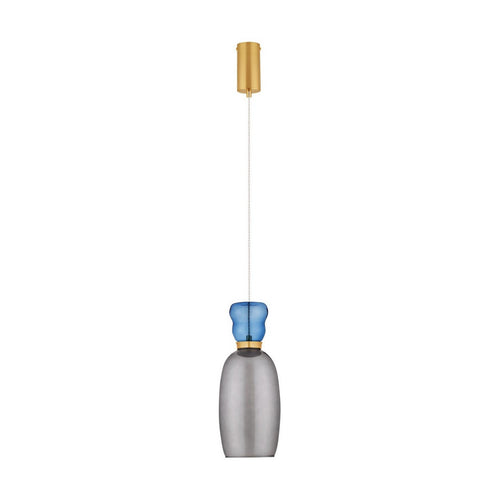 Nova Luce PLUMA Slanke hanglamp voor aan het plafond, glanzend lichtblauw, rookgrijs, goudkleurig, LED 5W 450lm 3000K