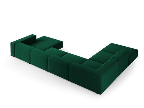 Cosmopolitan Design Panoramische hoekbank links Arendal 7-zits, flueel, flessengroen - 262x364x70cm