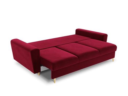 Cosmopolitan Design Slaapbank met opbergdoos Kyoto 3-zits, flueel, rood - 100x235x88cm