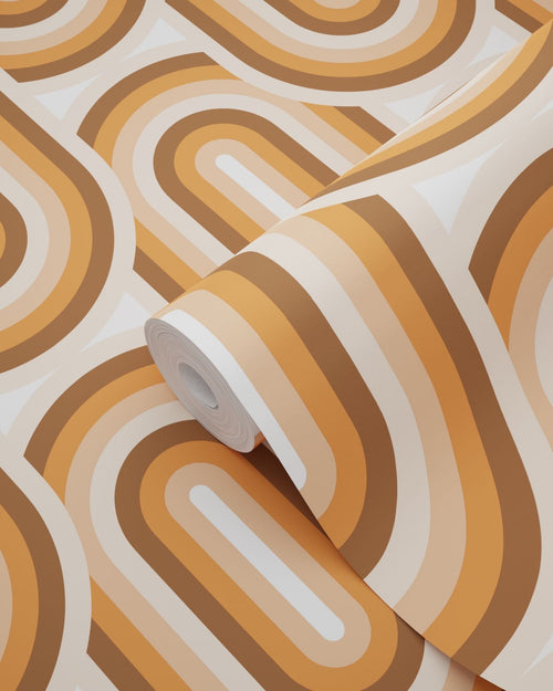 ESTAhome behang retro ornamenten oranje en bruin - 53 cm x 10.05 m - 130983