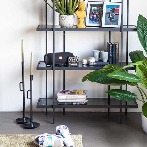 FurniLux Kandelaar 'Wick small'- kleur Zwart - 16x16x50cm - vtwonen shop