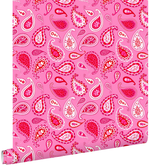 ESTAhome behang paisley fuchsia roze - 53 cm x 10.05 m - 115737