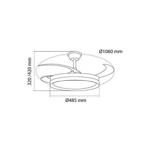 CristalRecord plafondventilator EVO - 1 lichts - 106  x  42   cm - wit