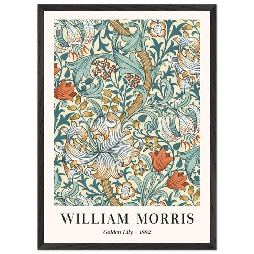 Artfulprints Poster met Lijst William Morris - Golden lilly II 1882   - 50x70 cm - Groen