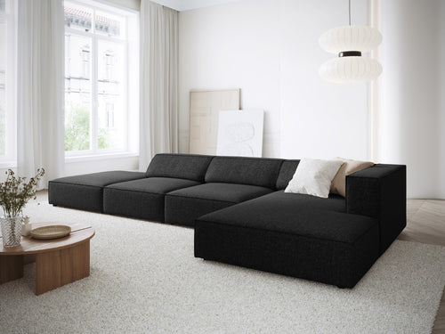 Cosmopolitan Design rechter hoekbank Arendal 5-zits, chenille, zwart - 166x341x70cm