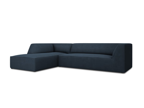 Micadoni linker hoekbank Ruby 4-zits, structurele stof, marineblauw - 180x273x69cm