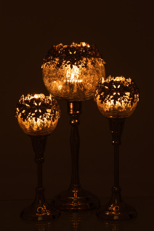 J-Line kandelaar Juweel - metaal/glas - zilver - large - vtwonen shop