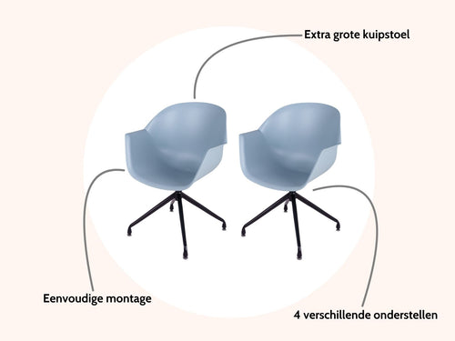 MaximaVida eetkamerstoel Cuyp XXL ijsblauw  draaiframe poten- 2 stuks - vtwonen shop