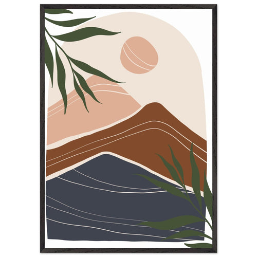 Artfulprints Poster met Lijst Boho – Mountain sun   - 70x100 cm - Bruin