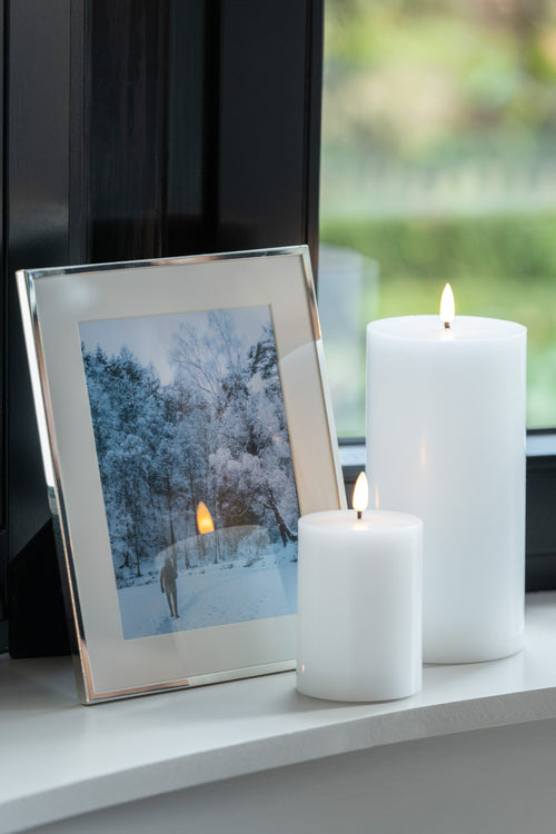 J-Line cilinderkaars - wit - large - LED lichtjes - vtwonen shop