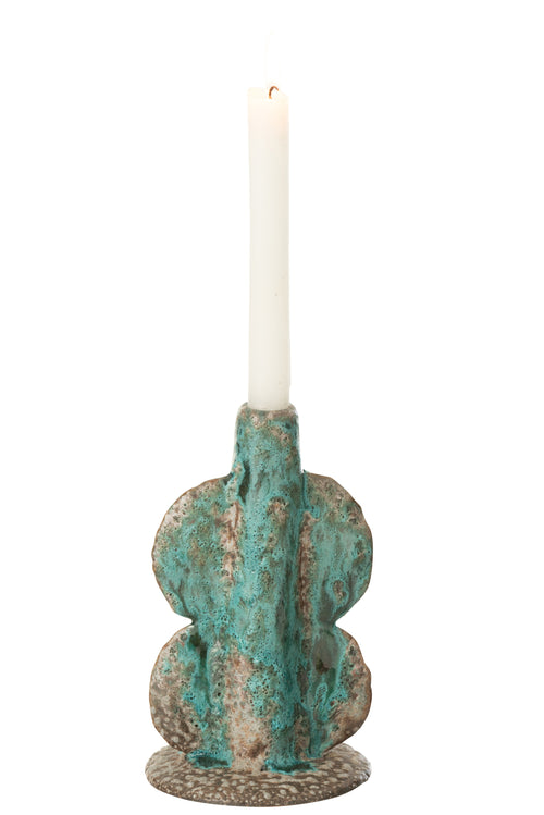 J-Line vaas Naga Smal - keramiek - azuur/bruin - 20 cm hoog