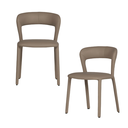 WOOOD eetkamerstoelen Noble - Leerlook - Zand - Set van 2