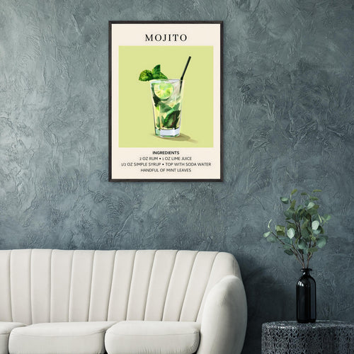 Artfulprints Poster Mojito cocktail - Ingrediënten   - 30x40 cm - Groen