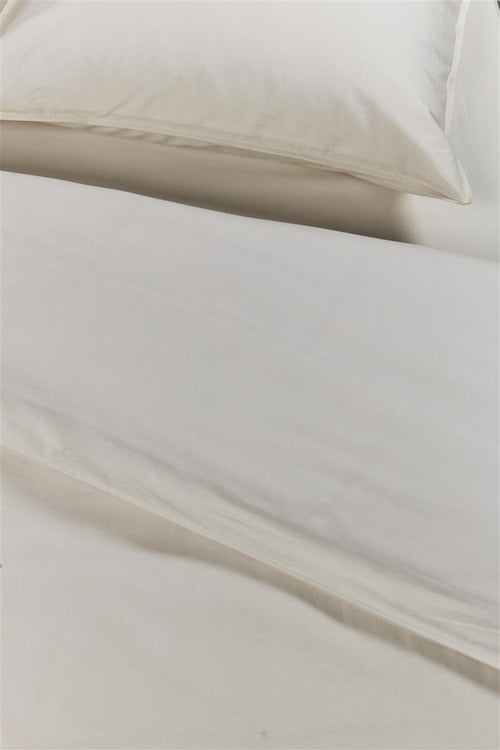 Ambiante Cotton Uni dekbedovertrek - Effen - Eenpersoons - 140x200/220 - Gebroken wit