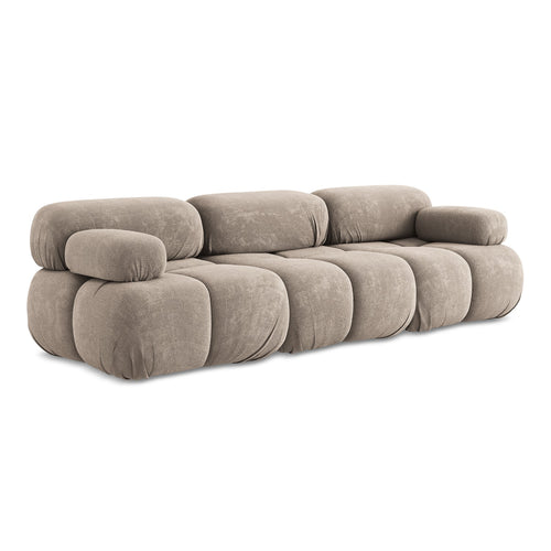 LaMiaSofa 3-zits bank Sanremo - chenille stof - donkerbeige - 285x96x70