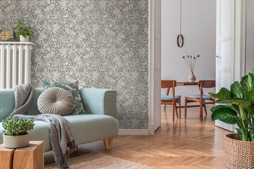 A.S. Création behang bloemen grijs en zilver - 53 cm x 10.05 m - AS-388314 - vtwonen shop