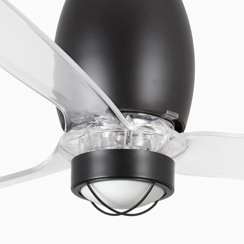Faro ETERFAN LED matzwarte, transparante plafondventilator met DC-motor, 3000K