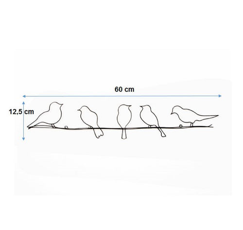 Art for the Home Metal Art - Vogeltjes op draad - Donkergrijs - 60x12,5cm - vtwonen shop