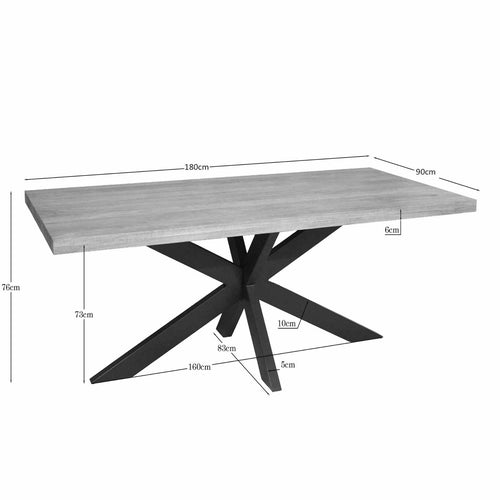 Starfurn Eettafel Dakota - Rechthoekig Naturel Hout - 180x90x76cm