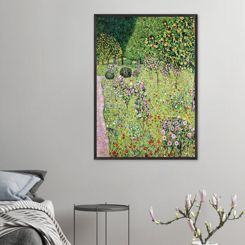 Artfulprints Poster met Lijst Gustav Klimt - Orchard with roses   - 50x70 cm - Groen