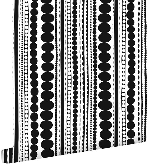 ESTAhome behang kralen zwart en wit - 53 cm x 10.05 m - 138838