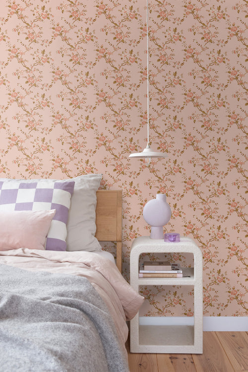 ESTAhome behang vintage bloemen terracotta roze - 50 x 900 cm - 131567 - vtwonen shop