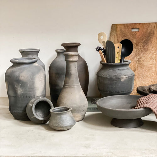 Raw Materials - Ceramics vase Bhiwani - Ash grey - vtwonen shop