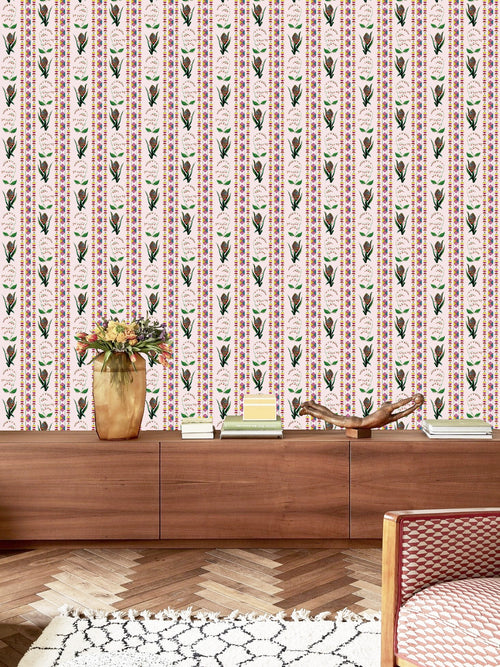 Catchii Behang Encanto Aztec Flowers pastel yellow - vtwonen shop