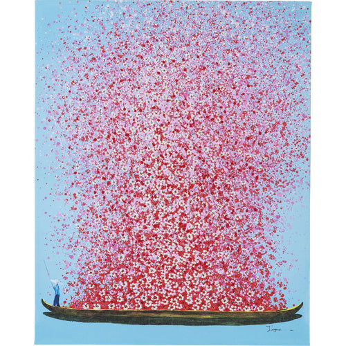 Kare Design Schilderij Flower Boat 80x100cm blauw en roze