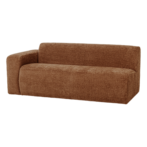 WOOOD 2-zits bank arm links Mojo Base - Wollig - Roestbruin - 74x185x97
